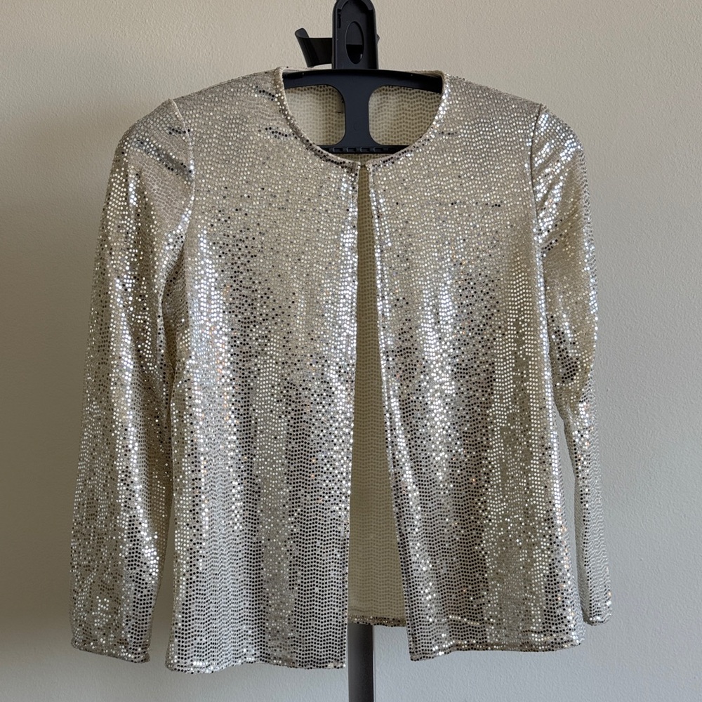 Anne Klein white and silver cardigan